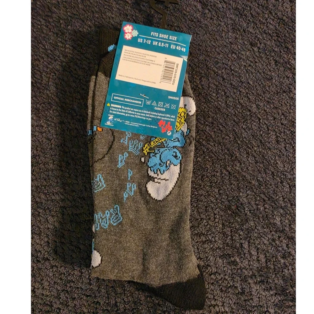 Smurfs Socks One Size Adult Crew Socks Novelty Cartoon‎ Socks NWT
